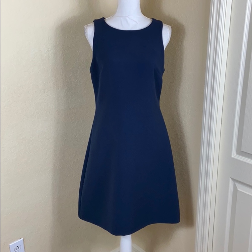 Euc Ellie Kai sleeveless navy exposed zip dress 6